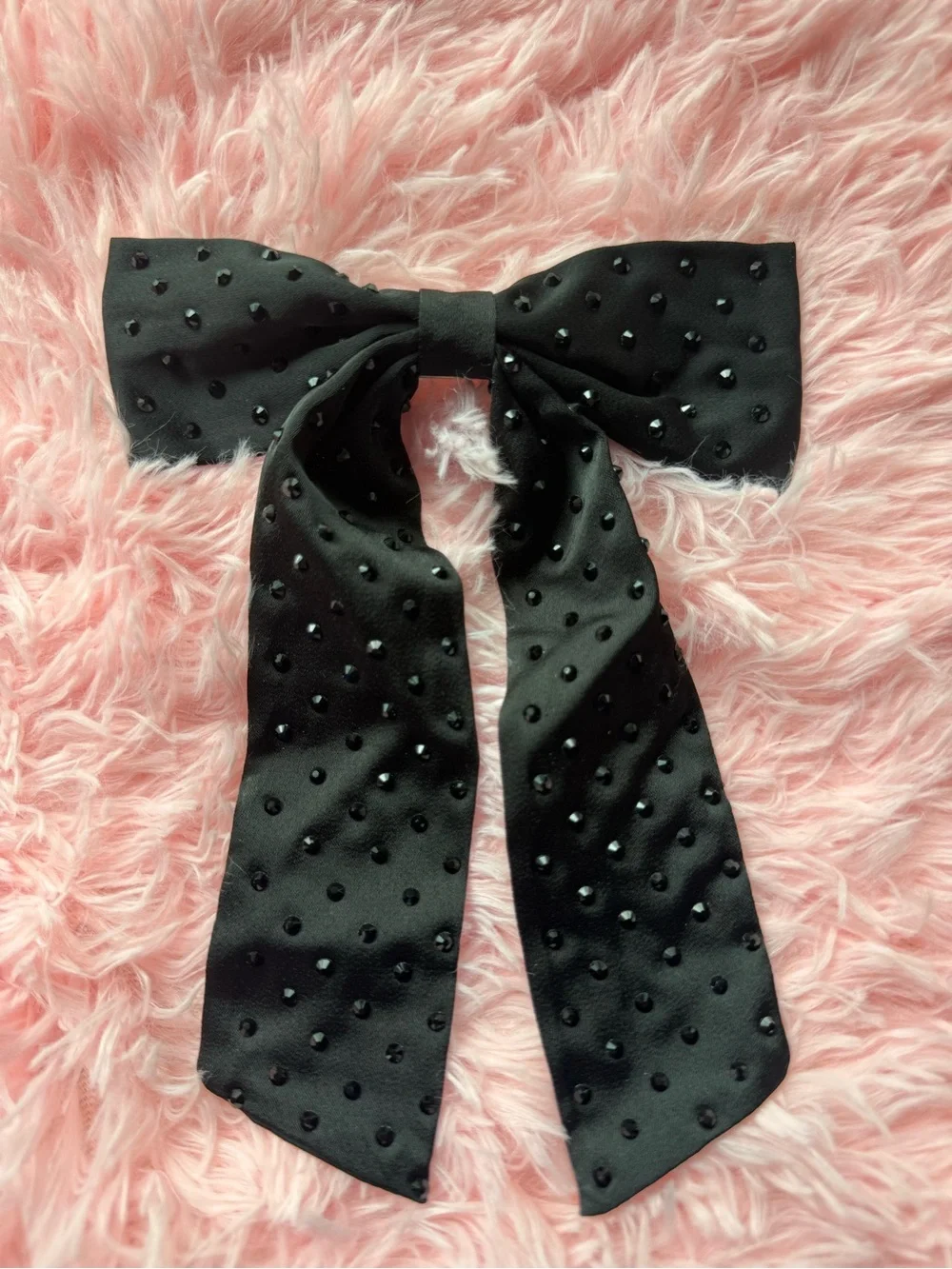 Francesca's Black Bow Hair Clip with Beaded Detail